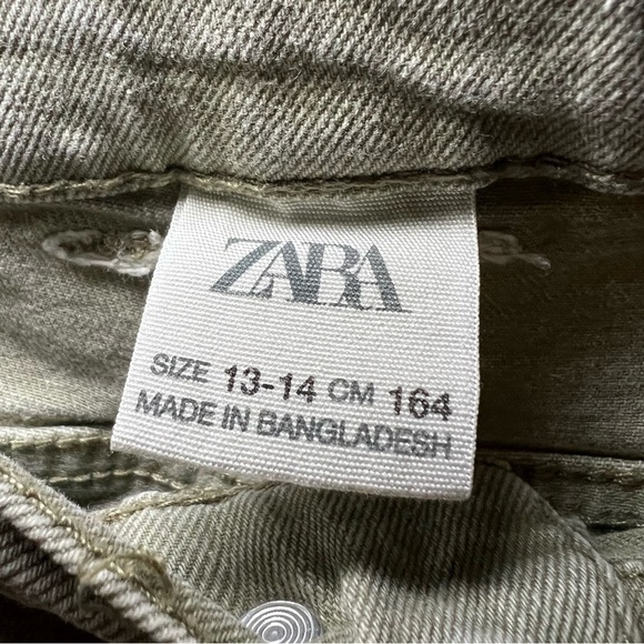 Zara Youth Junior Size Small 13-14 Green Denim Straight Leg - Picture 3 of 11